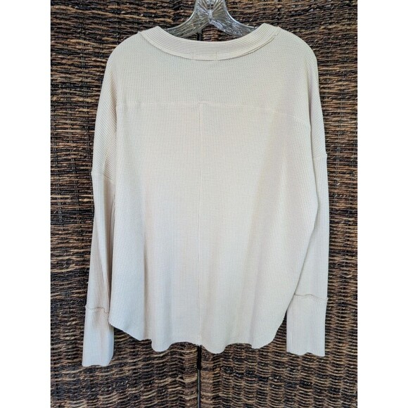 Hoity Toity Boutique Waffle Knit Thermal Twist Tie Top Women's Large Cream Boho - Picture 3 of 7